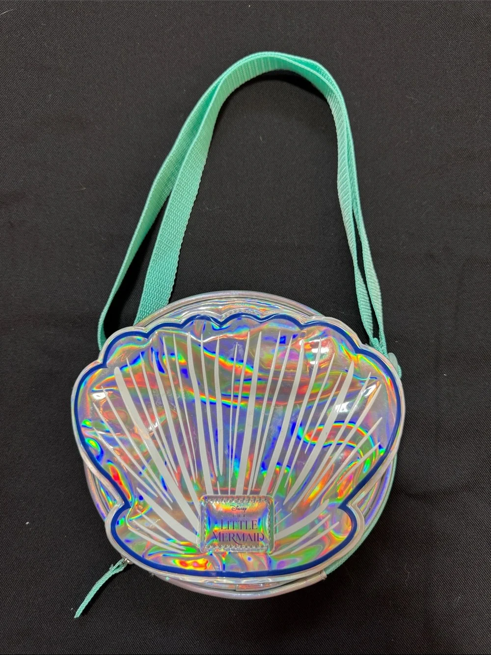 Disney Bioworld Little Mermaid Shell Iridescent Holographic Shell Crossbody Bag